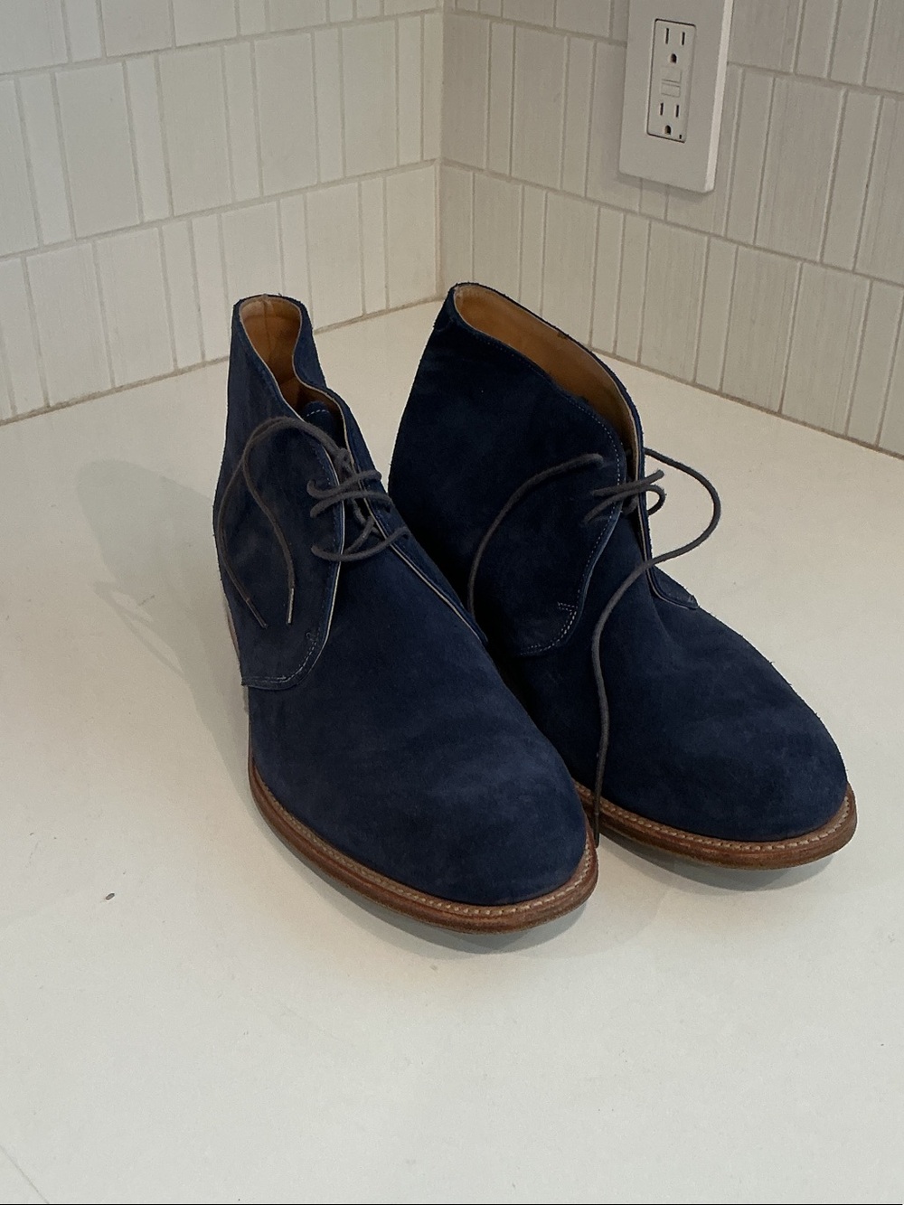 Barker UK Navy Suede Lace-Up Chukka Boots